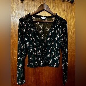 Long Sleeve Floral Sheer Top
